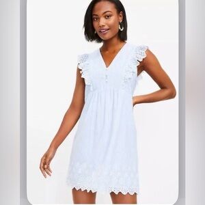 Loft Seersucker striped dress Medium